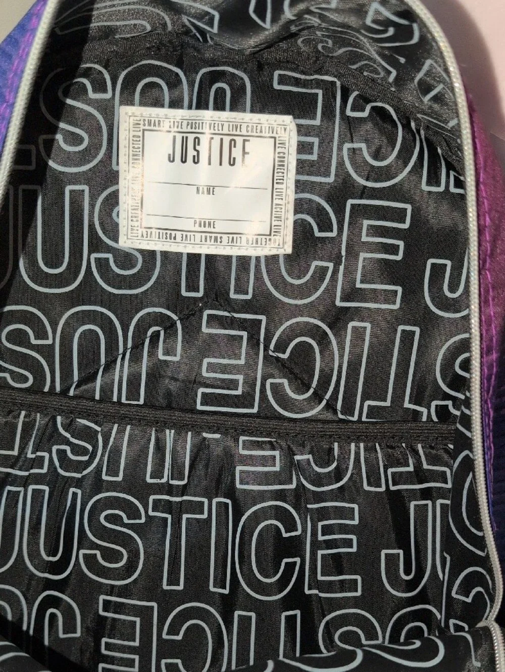 Justice Purple to Blue Ombre Backpack With Rose Gold Accents Vintage
